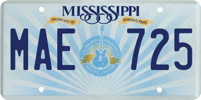 MS license plate MAE725