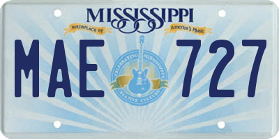 MS license plate MAE727