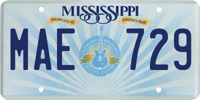 MS license plate MAE729