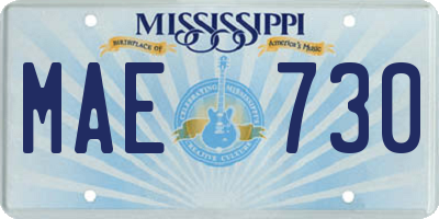MS license plate MAE730