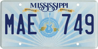 MS license plate MAE749
