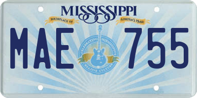MS license plate MAE755