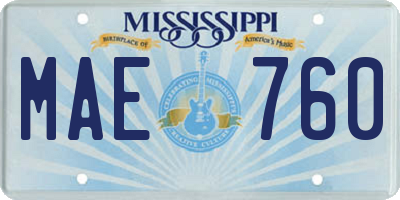 MS license plate MAE760