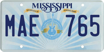 MS license plate MAE765
