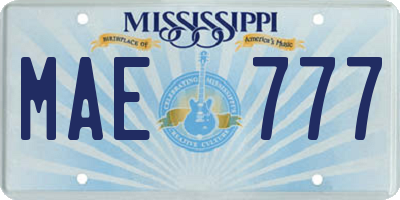 MS license plate MAE777
