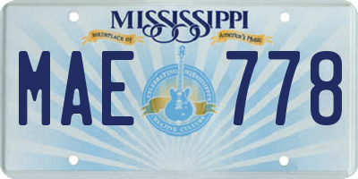 MS license plate MAE778
