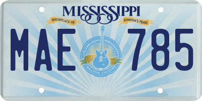 MS license plate MAE785