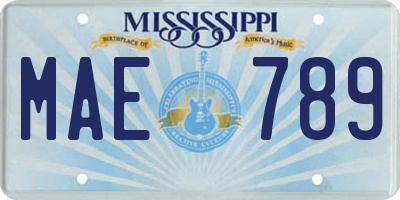 MS license plate MAE789