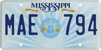 MS license plate MAE794