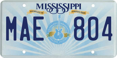 MS license plate MAE804