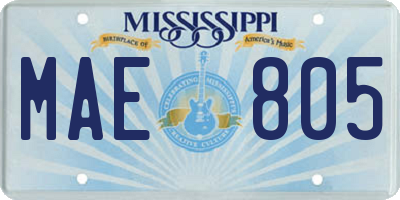MS license plate MAE805