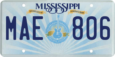 MS license plate MAE806