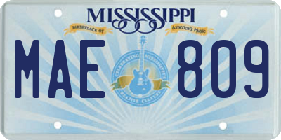 MS license plate MAE809
