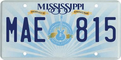 MS license plate MAE815