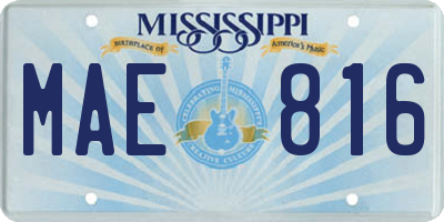 MS license plate MAE816