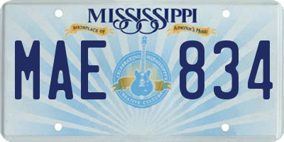 MS license plate MAE834