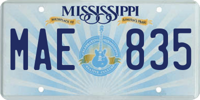 MS license plate MAE835