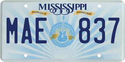 MS license plate MAE837