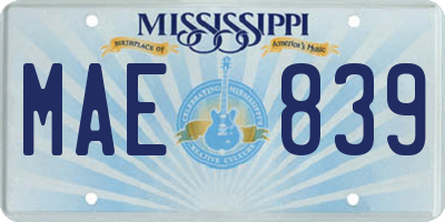 MS license plate MAE839