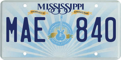 MS license plate MAE840