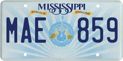 MS license plate MAE859