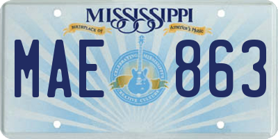 MS license plate MAE863