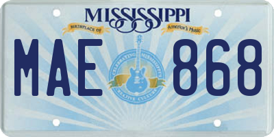 MS license plate MAE868