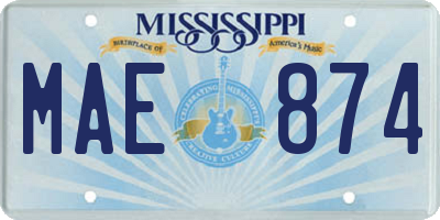 MS license plate MAE874