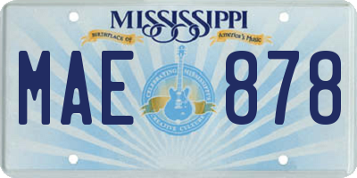 MS license plate MAE878