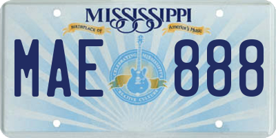 MS license plate MAE888