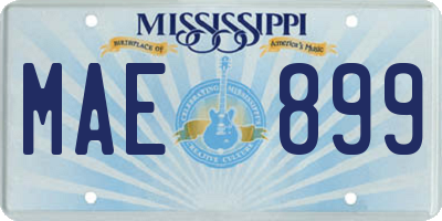 MS license plate MAE899