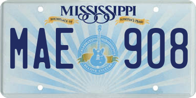 MS license plate MAE908
