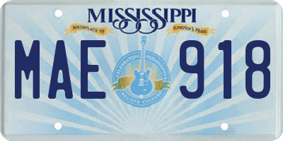 MS license plate MAE918