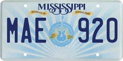 MS license plate MAE920