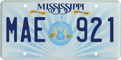 MS license plate MAE921