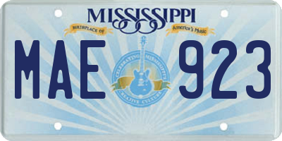 MS license plate MAE923