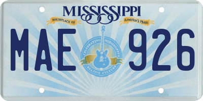 MS license plate MAE926