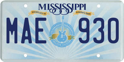 MS license plate MAE930