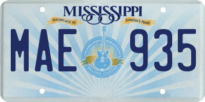 MS license plate MAE935