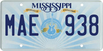 MS license plate MAE938