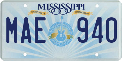 MS license plate MAE940