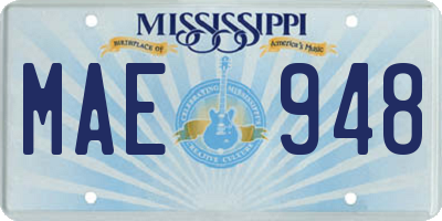 MS license plate MAE948