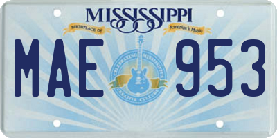 MS license plate MAE953