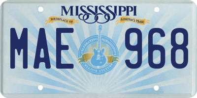 MS license plate MAE968
