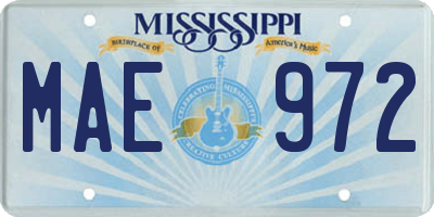MS license plate MAE972