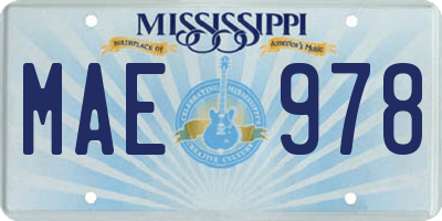 MS license plate MAE978