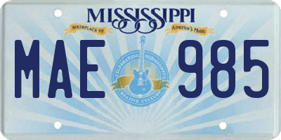 MS license plate MAE985