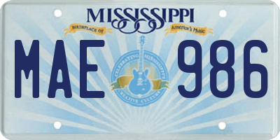 MS license plate MAE986