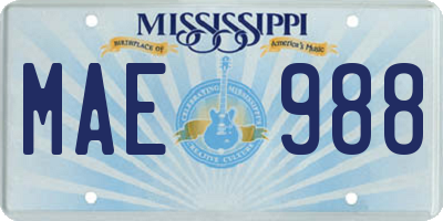 MS license plate MAE988