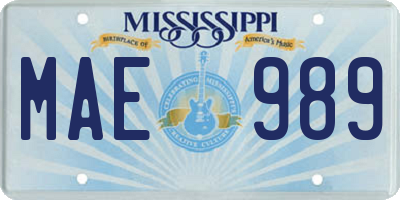 MS license plate MAE989